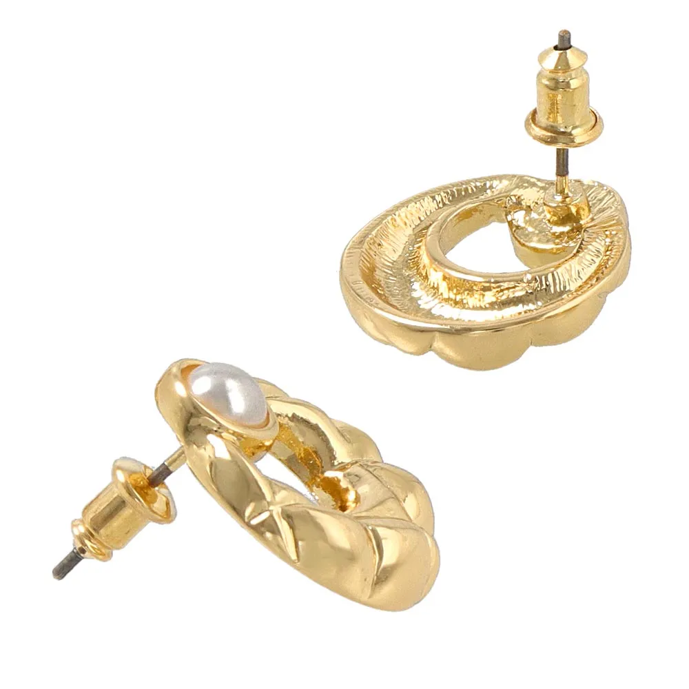 Quilted Oval Titanium Earrings