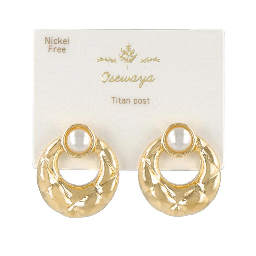 Quilted Oval Titanium Earrings