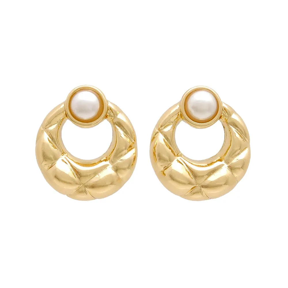 Quilted Oval Titanium Earrings