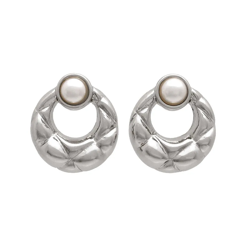Quilted Oval Titanium Earrings