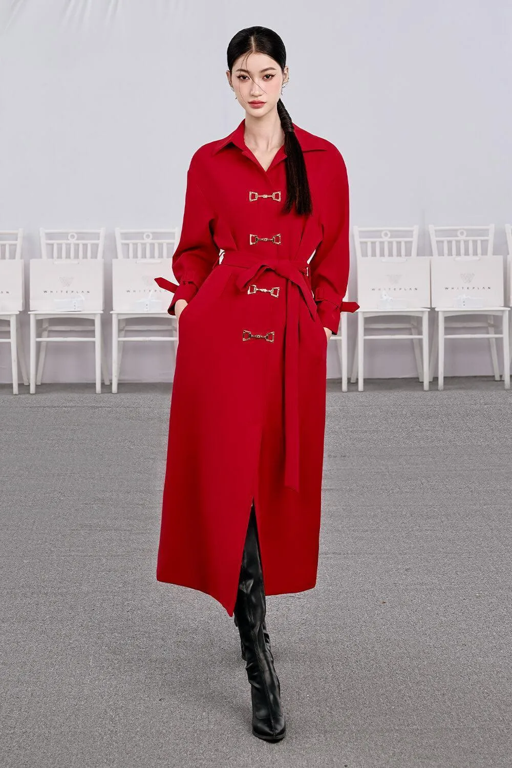 Sack A-line Side Pocket Cotton Calf Length Dress