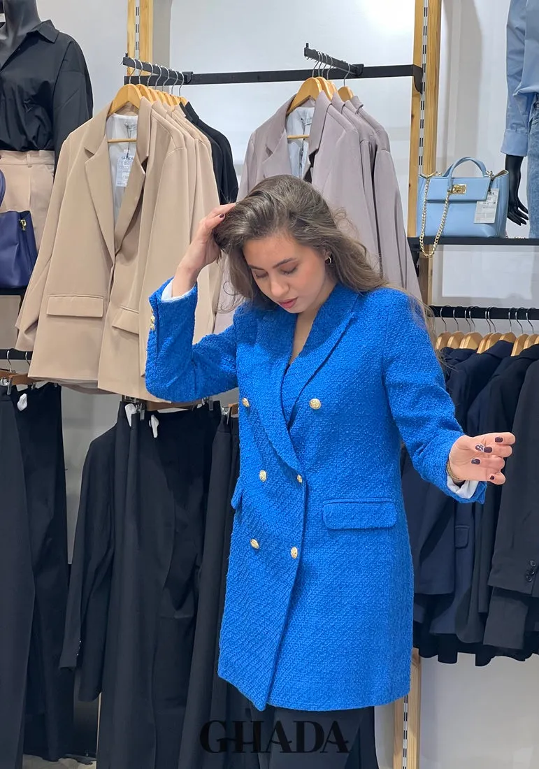 Veste bleue en tweed