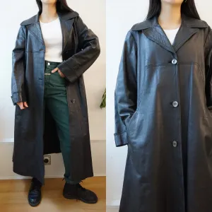 Vintage long leather coat Size M-L