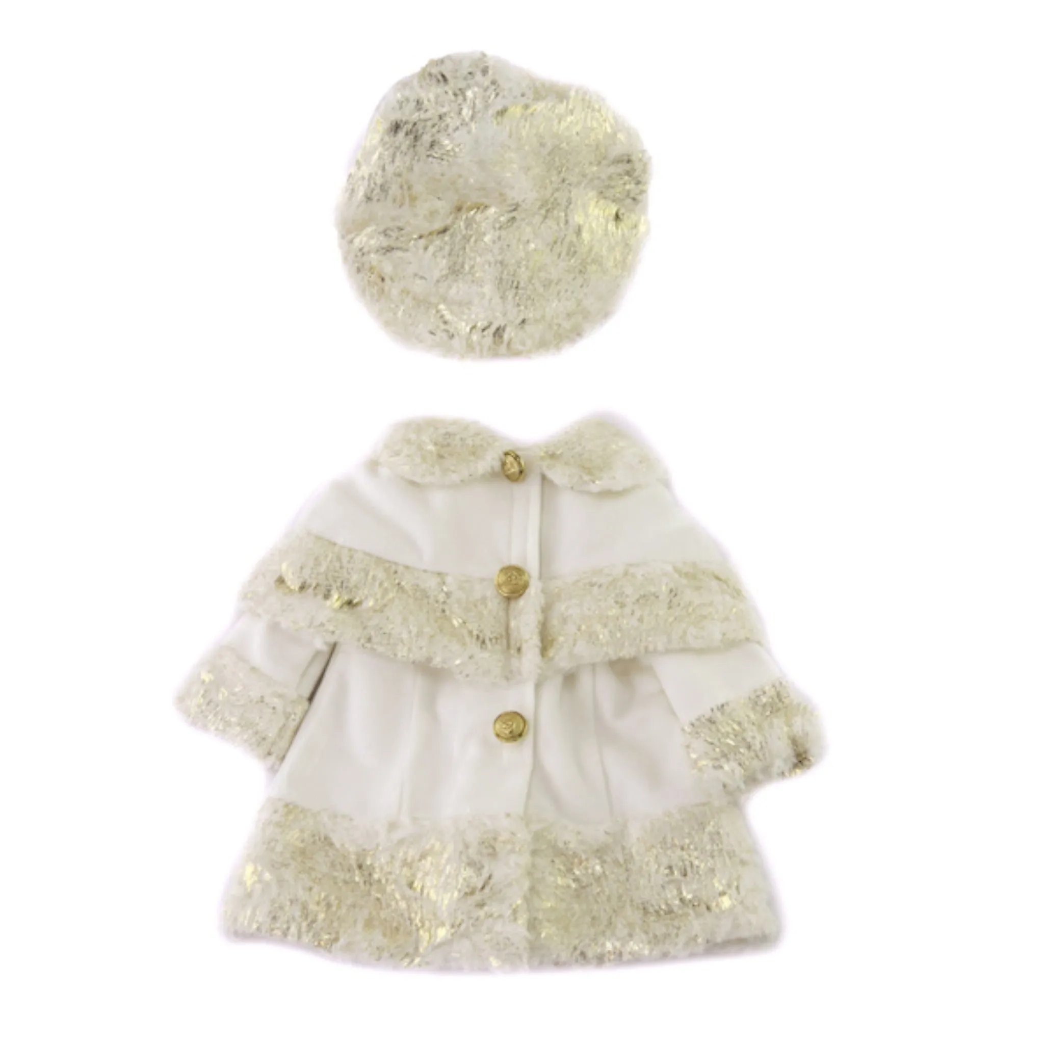 White and Gold Coat with Hat for 18-inch dolls