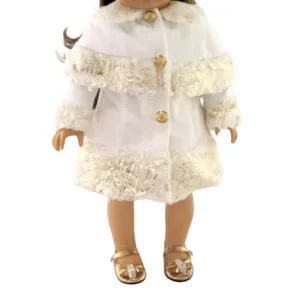 White and Gold Coat with Hat for 18-inch dolls
