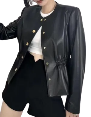 Womens Mylah Genuine Lambskin Leather Jacket